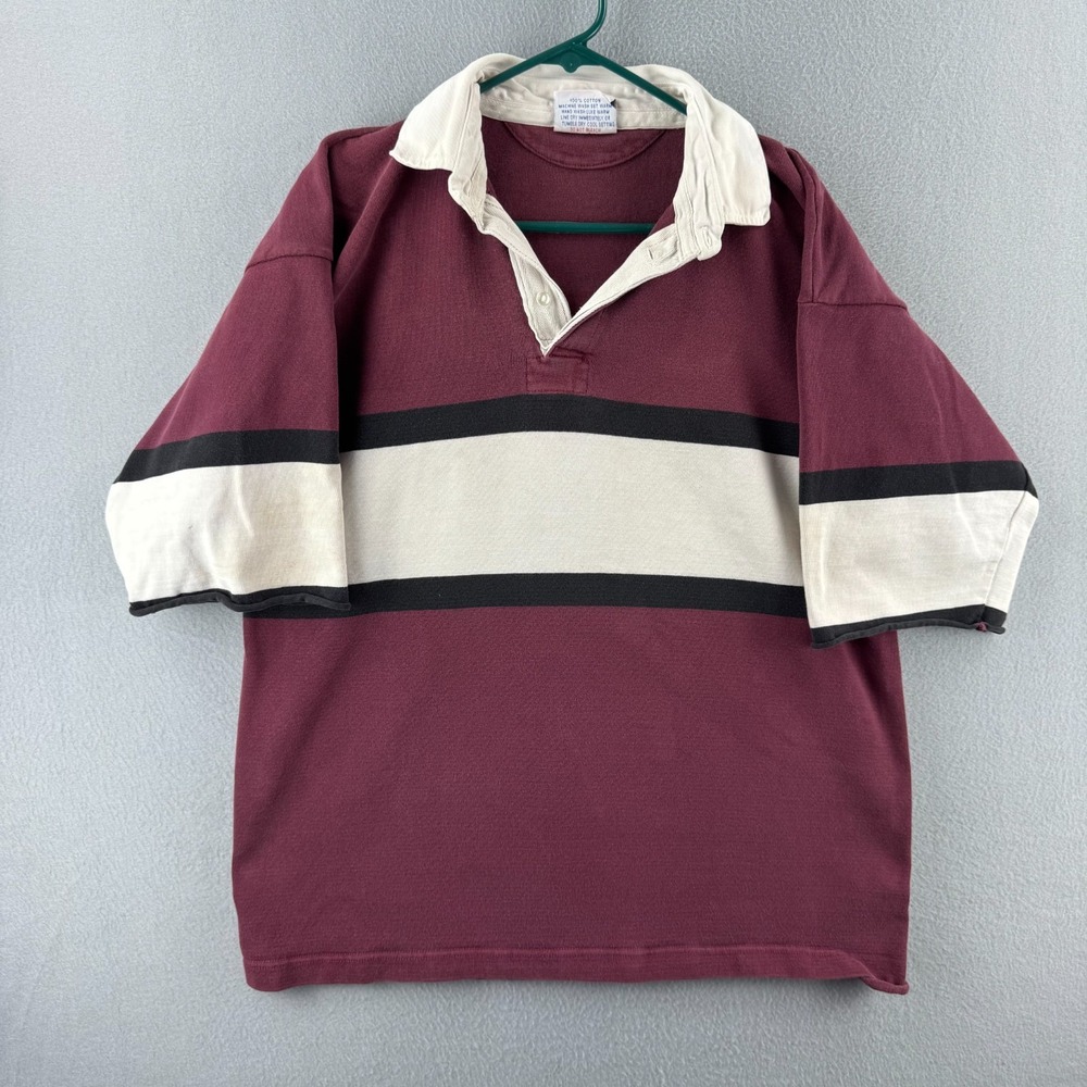 Vintage Halbro Rugby Shirt Mens 46 Heavy Cotton Made in USA Chopped Sleeves